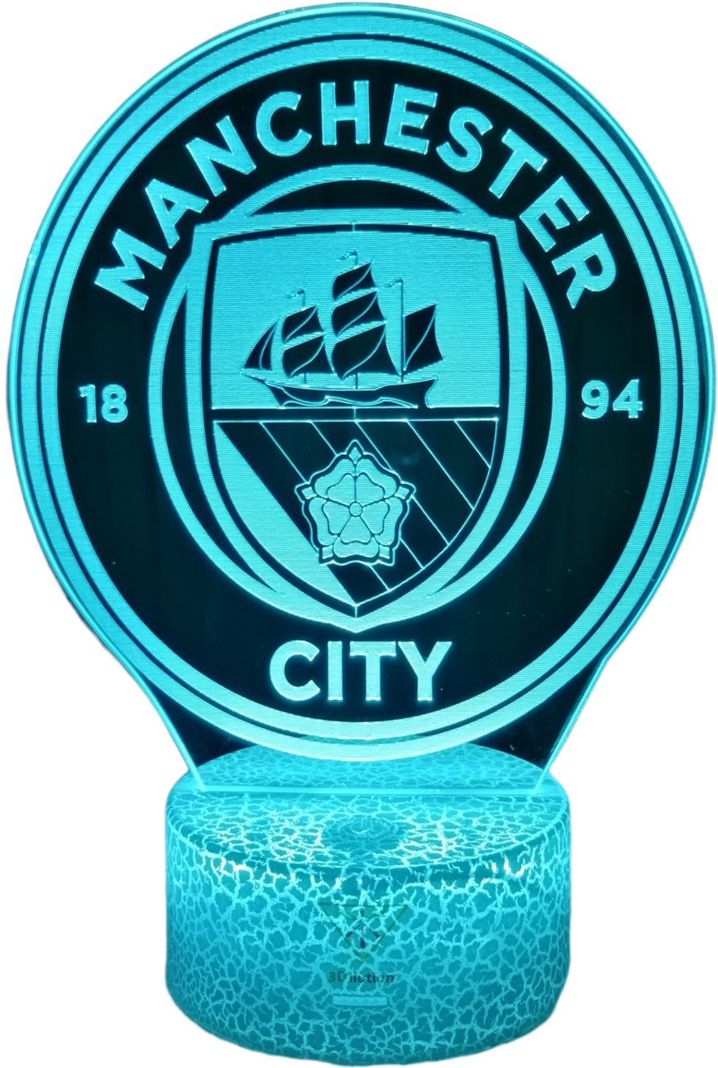 Lámpara ilusión 3D De Manchester City Inglaterra7 Colores Led-0