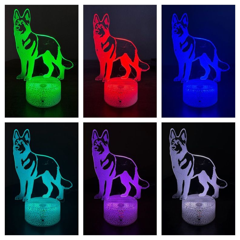 Lámpara ilusión 3D De Perro Pastor Alemán 7 Colores Led -1
