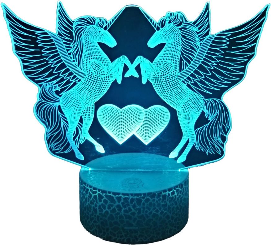 Lámpara ilusión 3D De Pegaso Doble 7 Colores Led Unicornio-0