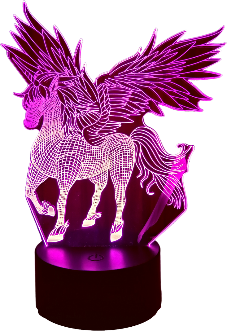 Lámpara ilusión 3D De Unicornio Pegaso 7 Colores Led-0