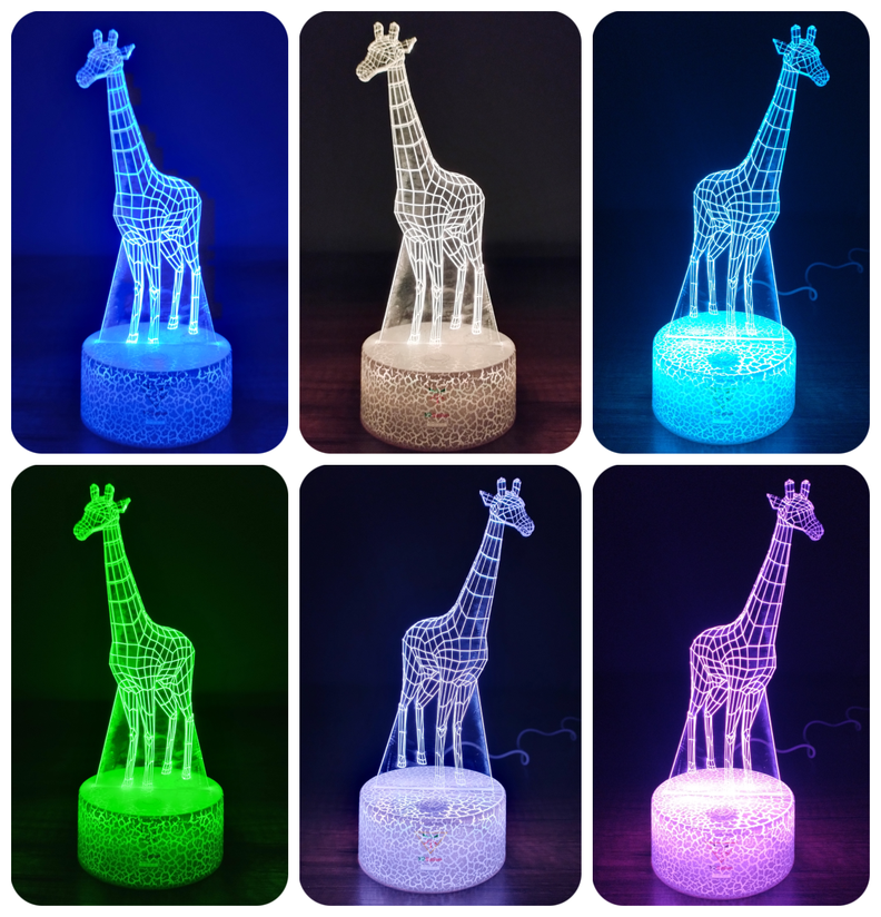 Lámpara ilusión 3D De Jirafa 7 Colores Led Integrados-1