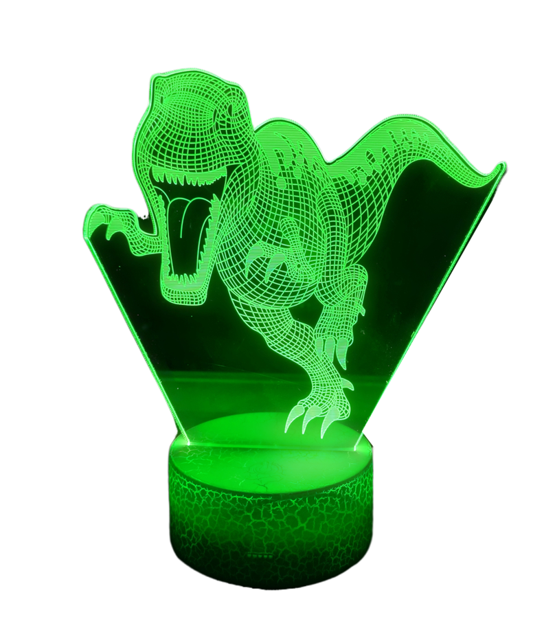 Lámpara ilusión 3D De Dinosaurio Rex 7 Colores Led Integrados-0