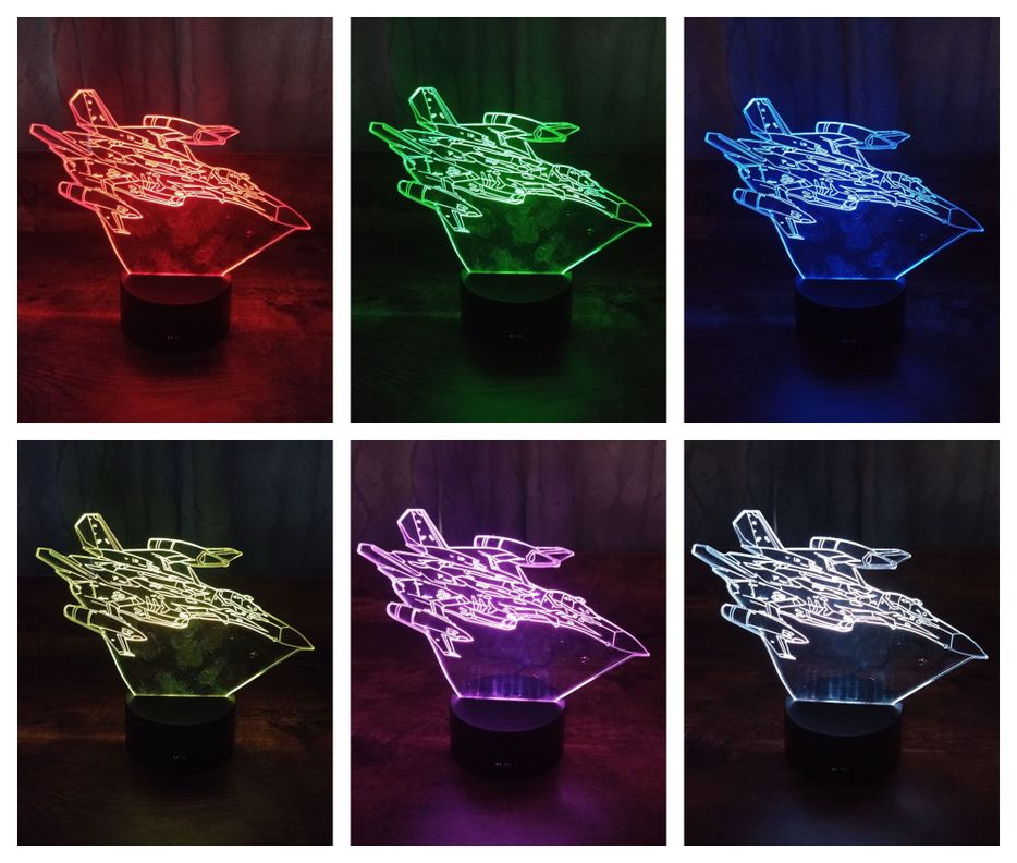 Lámpara ilusión 3D De Nave Galáctica Espacial 7 Colores Led-1