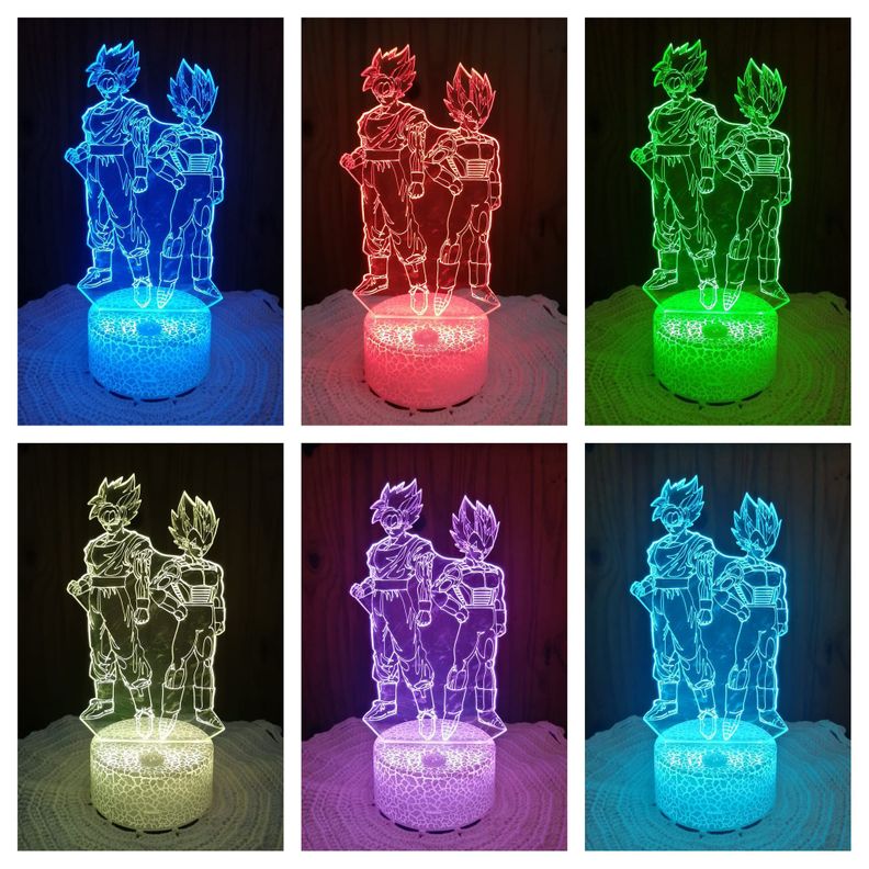 Lámpara ilusión 3D De Goku y Vegeta 7 Colores Led-1