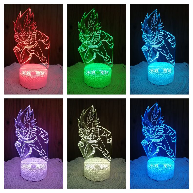 Lámpara ilusión 3D De Vegeta Volando 7 Colores Led Integrados-1