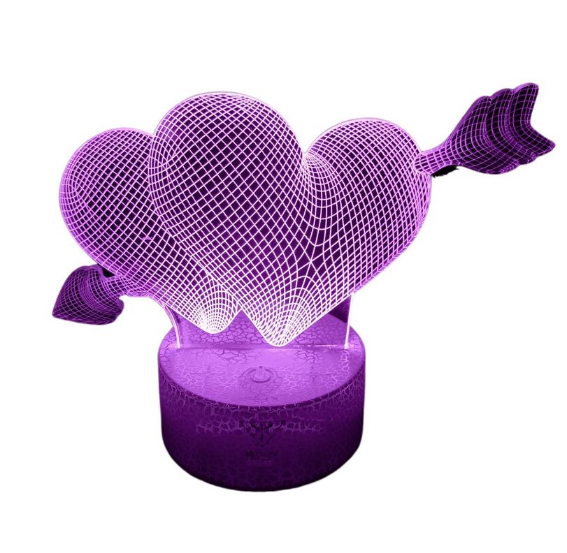 Lámpara ilusión 3D De Corazon Con Flecha Amor 7 Colores Led-0