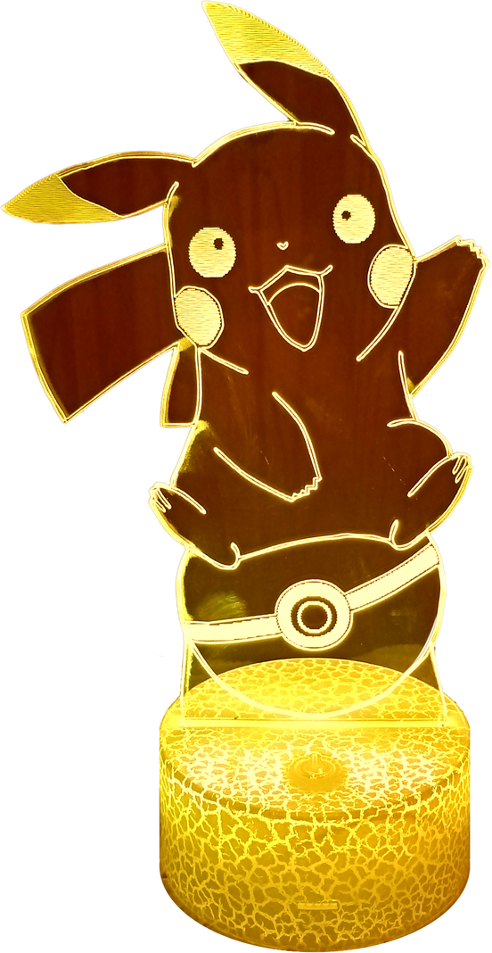 Lámpara ilusión 3D De Pikachu Pokebola 7 Colores Led-0