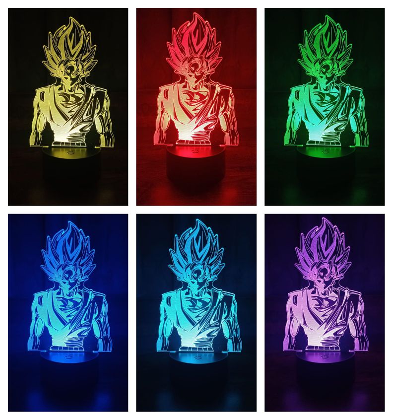 Lámpara ilusión 3D De Goku Black 7 Colores Led-1
