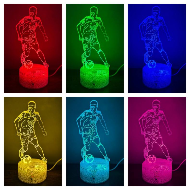 Lámpara ilusión 3D De Vinícius Júnior 7 Colores Led Integrados-1