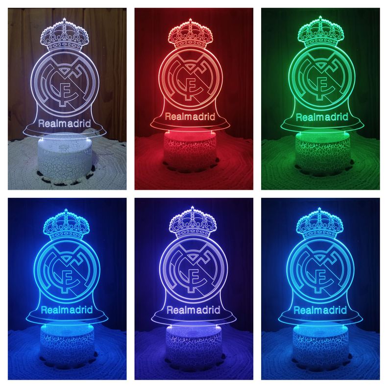 Lámpara ilusión 3D Real Madrid España 7 Colores Led-1