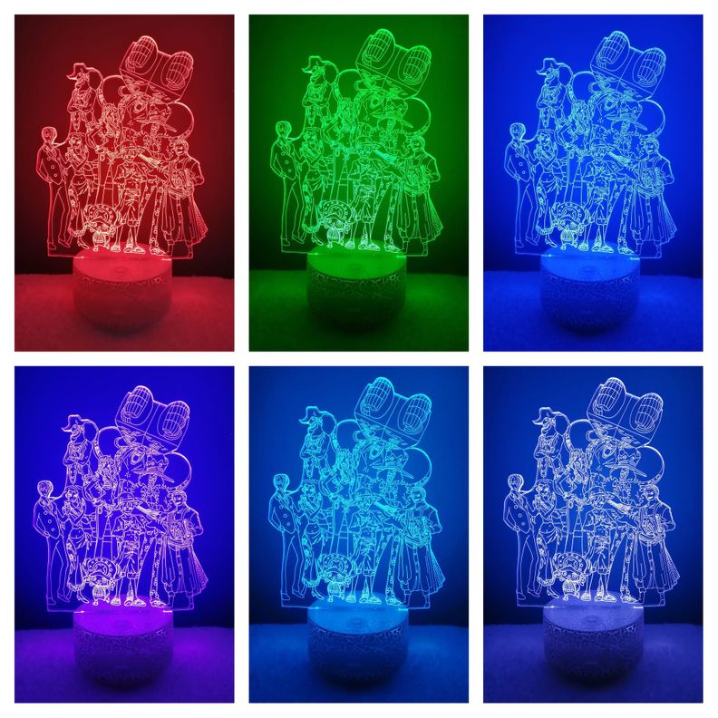 Lámpara ilusión 3D De Luffy Zoro Nami Chopper Usopp 7 Colores Led-1