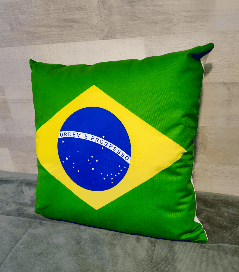 Cojín Felpa 45x45 cm De Bandera de Brasil Extra Suave-1