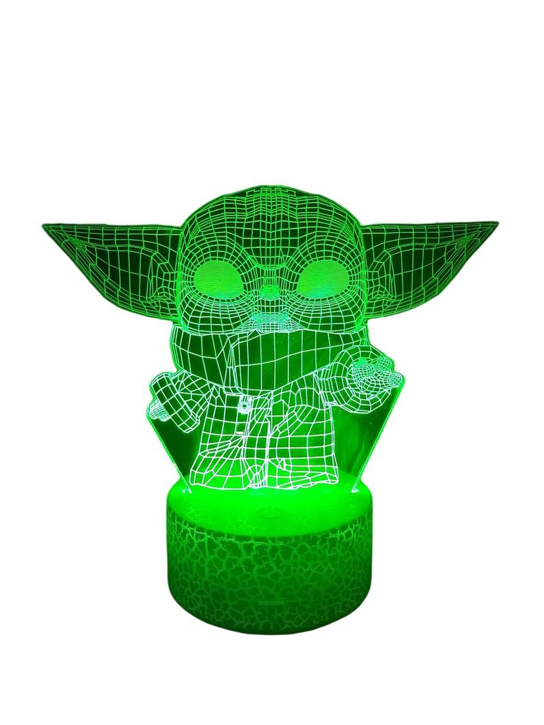 Lámpara ilusión 3D Bebe Yoda 7 Colores Led-0