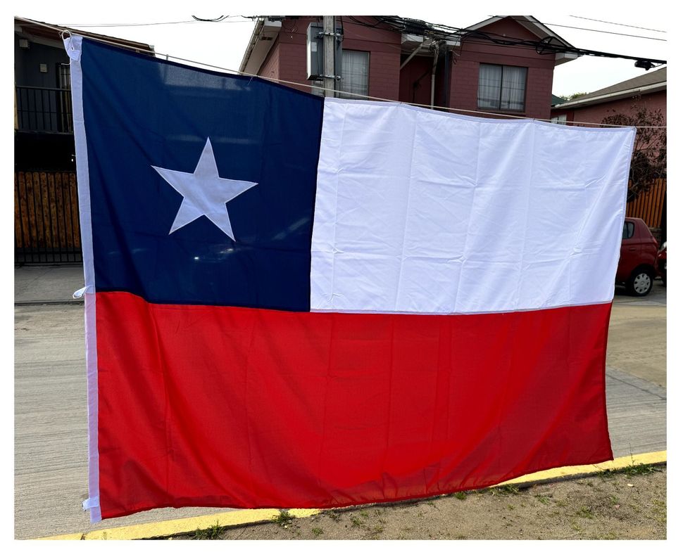 Bandera de Chile 90x135 cm Estrella Bordada Tela Reforzada Repelente al Agua -1
