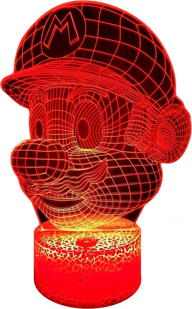 Lámpara ilusión 3D Mario Bross 7 Colores Led-0