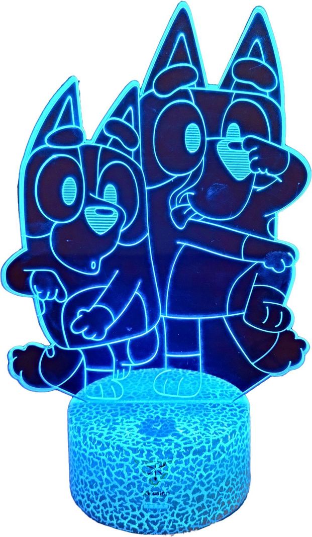 Lámpara ilusión 3D De Bluey y Bingo 7 Colores Led Integrados-0