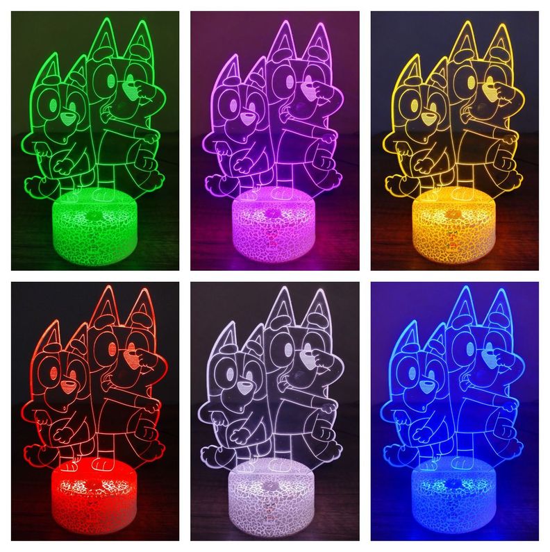 Lámpara ilusión 3D De Bluey y Bingo 7 Colores Led Integrados-1