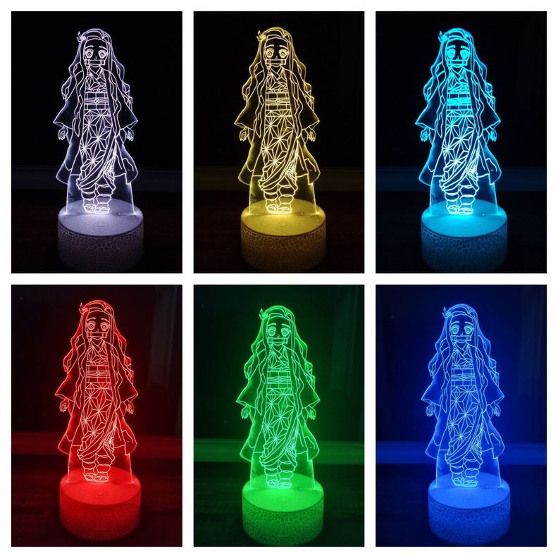 Lámpara ilusión 3D De Nezuko 7 Colores Led Integrados-1