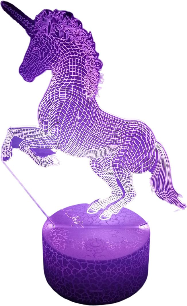 Lámpara ilusión 3D Unicornio Parado 7 Colores Led-0