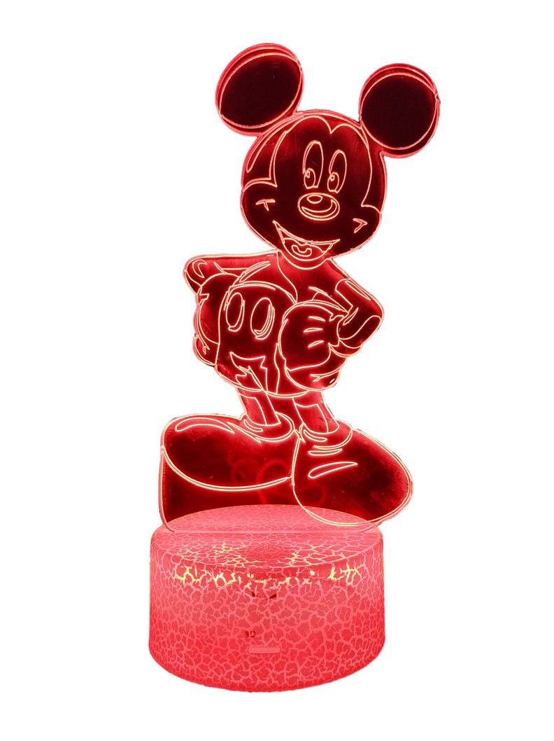 Lámpara ilusión 3D Mickey Parado 7 Colores Led-0