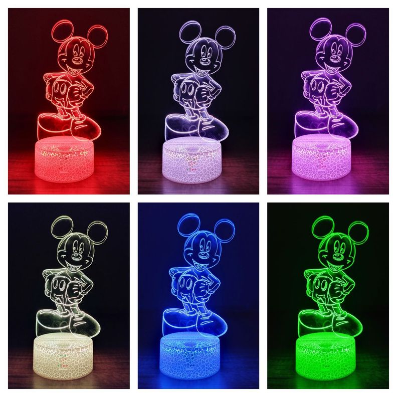 Lámpara ilusión 3D Mickey Parado 7 Colores Led-1