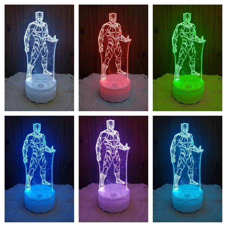 Lámpara ilusión 3D De Pantera Negra 7 Colores Led-1