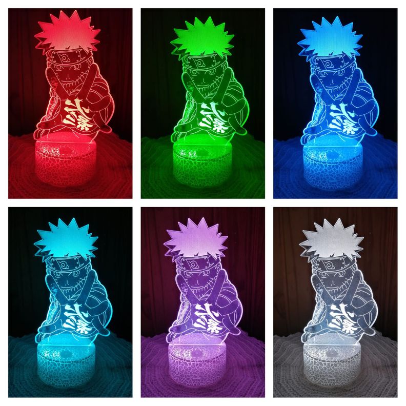 Lámpara ilusión 3D De Naruto Usumaki 7 Colores Led-1