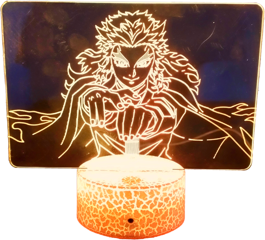 Lámpara ilusión 3D De Kyojuro Rengoku 7 Colores Led Integrados-0