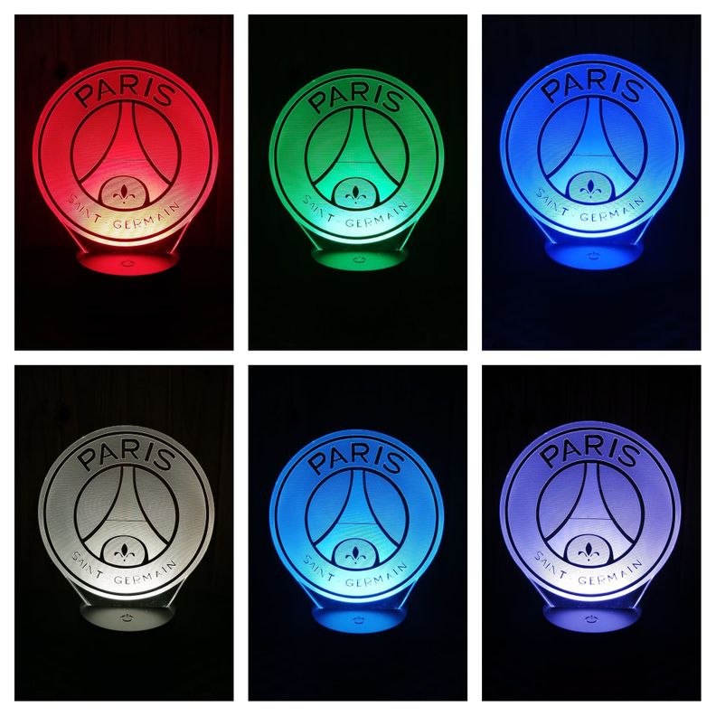 Lámpara ilusión 3D De París Saint-Germain Francia 7 colore led-1