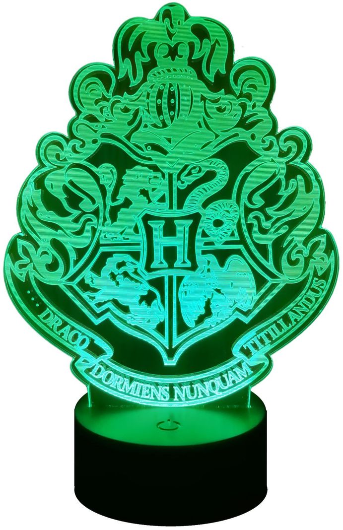 Lámpara ilusión 3D Insignia Hogwarts Harry Potter 7 Colores Led-0