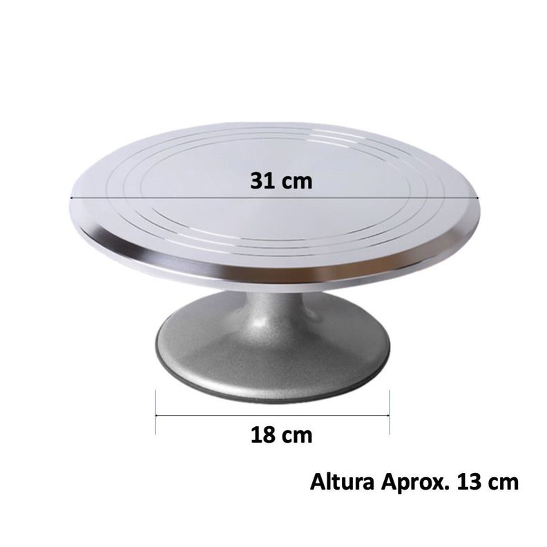 Plato Base Giratoria Metálica Profesional 30 Cm Decoración Torta-2