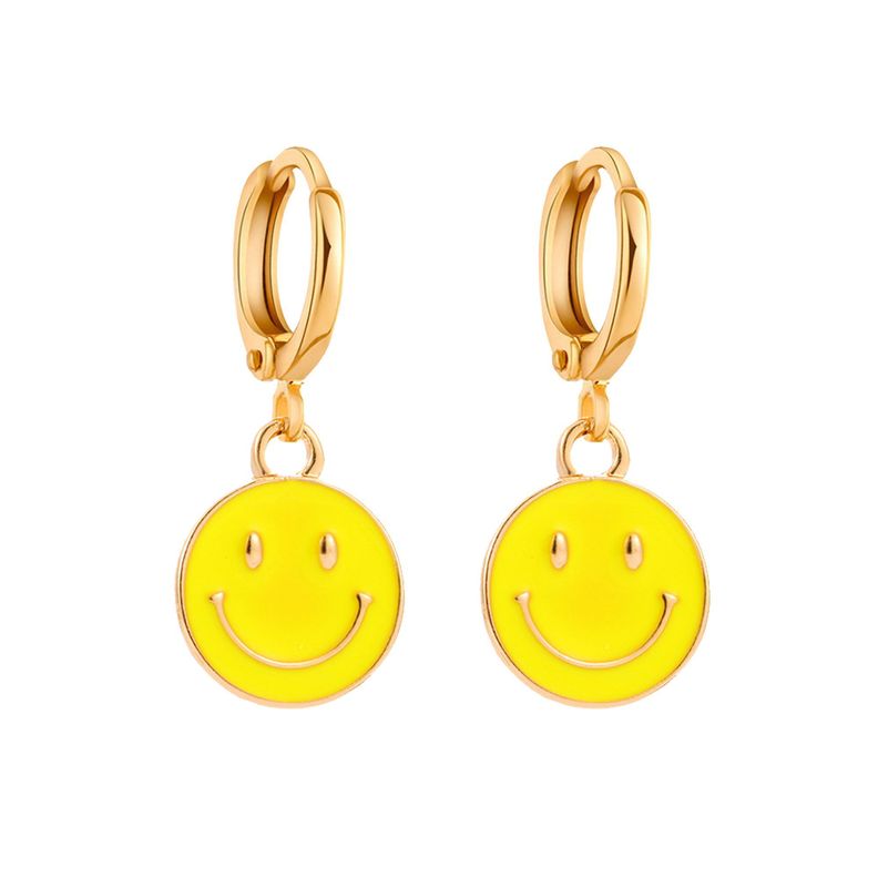 Aros Argollas Smile Face Amarillo-0