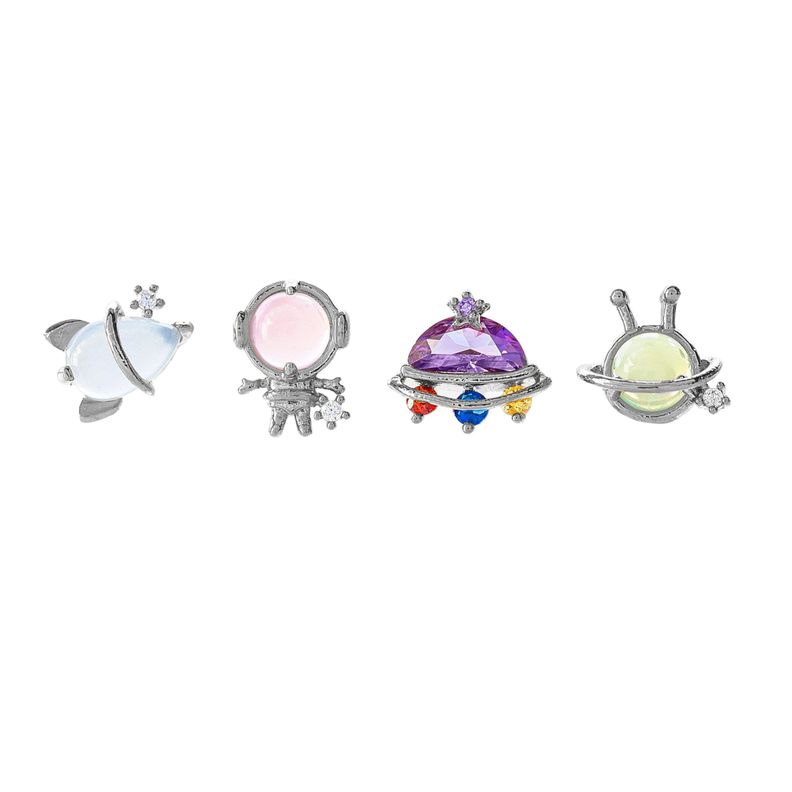 Aros Mini Space 4 Piezas Single Plateadas-0