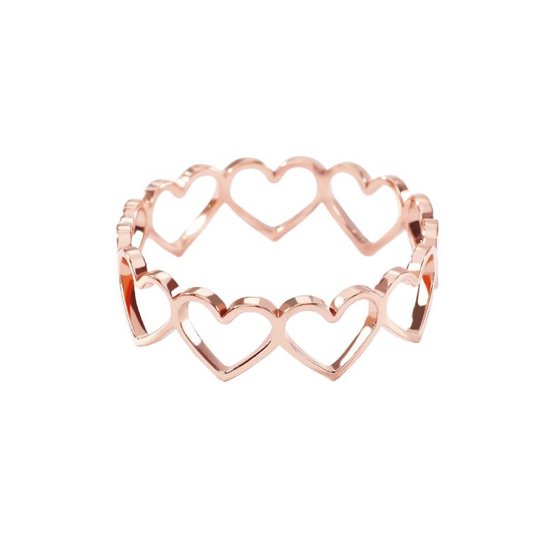 Anillo Minimalista Corazones Oro Rosa-0