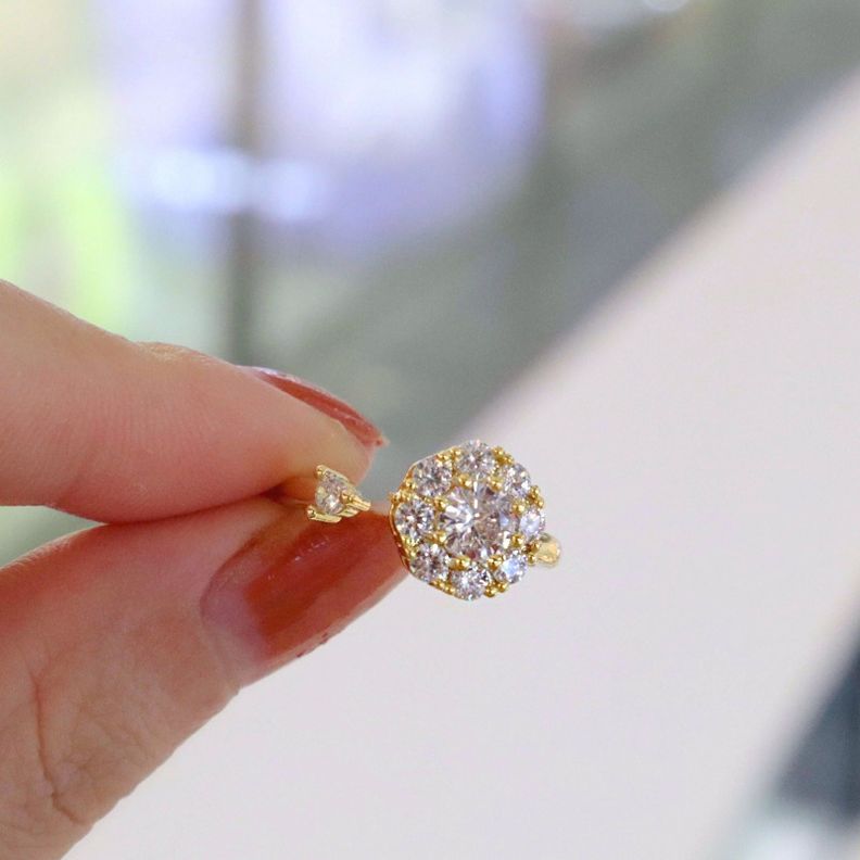Anillo Ajustable Giratorio Cristal Transparente-1
