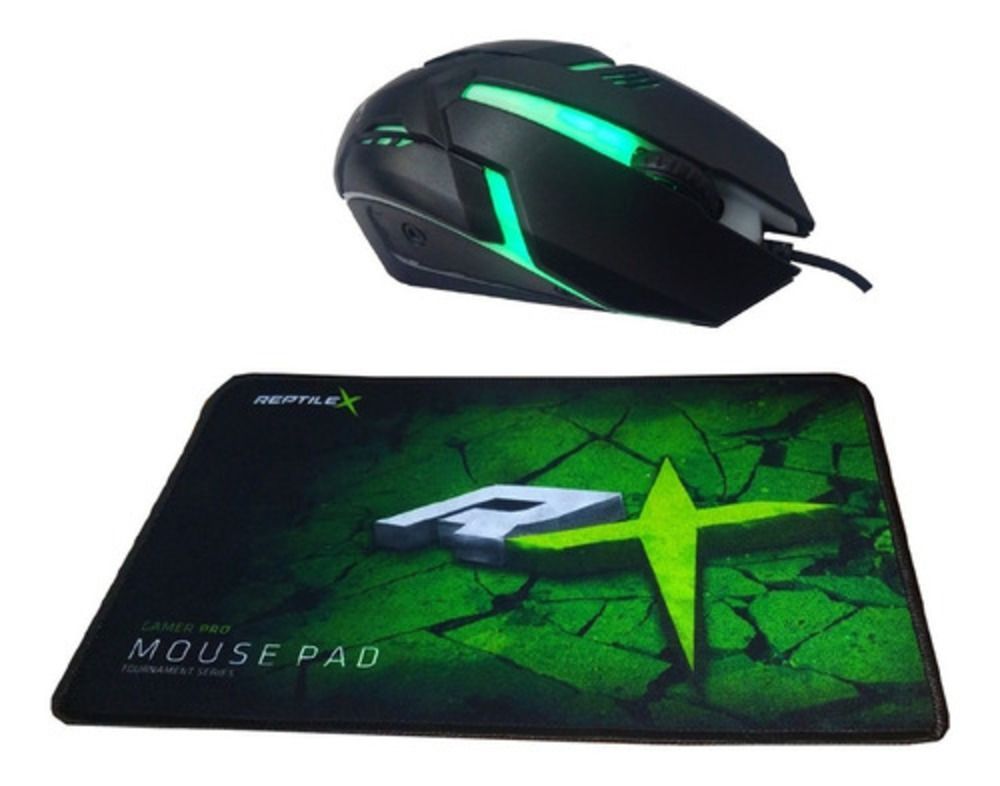 KIT GAMER MOUSE + MOUSE PAD REPTILEX 1000 DPI RX0016