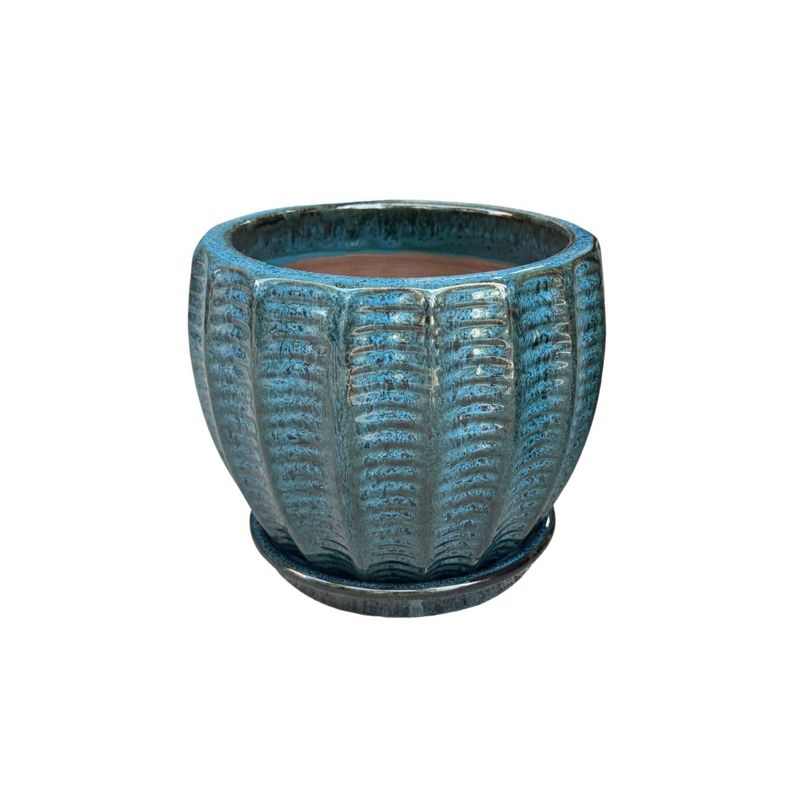 Maceta Hosse 27 Azul Pacifico con plato