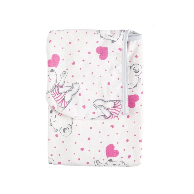 Toalla Capucha De Algodón Estampada Bichos Rosados - 75 x 90cm - 300 g/m²-0
