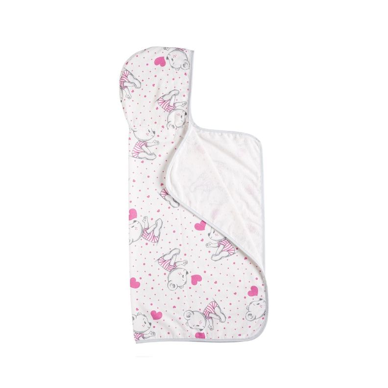 Toalla Capucha De Algodón Estampada Bichos Rosados - 75 x 90cm - 300 g/m²-1