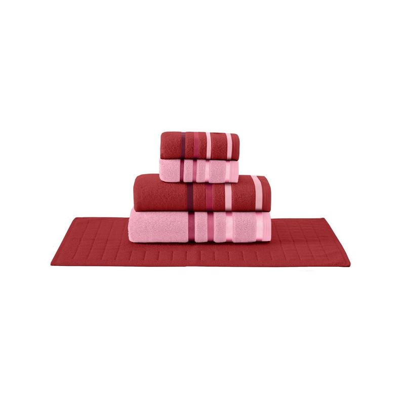 Juego de Toallas 5 Piezas LUMIERE Rosas - 520 g/m2 - 100% Alg Rosado