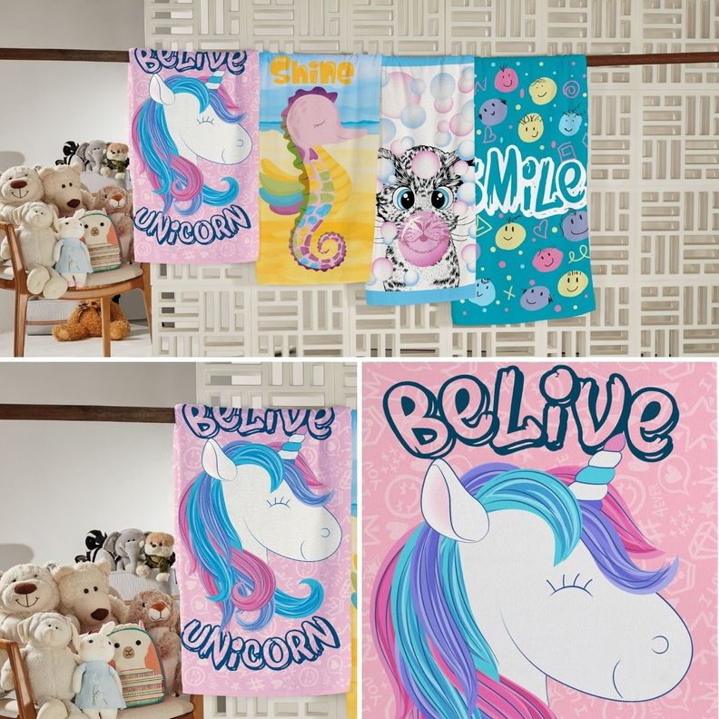Toalla de Baño Candy Unicornio - 65 x 115cm - 300 g/m² - 100% Algodón - Teka-2