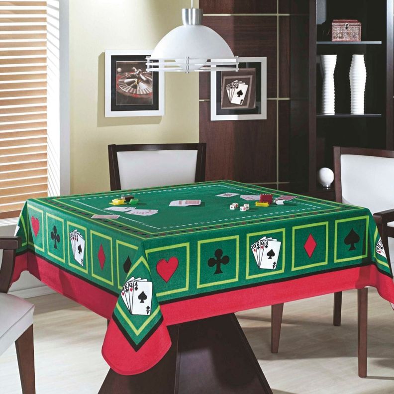 Mantel Cuadrada Casino Cartas - 100% Algodón Terciopelo - Teka-1
