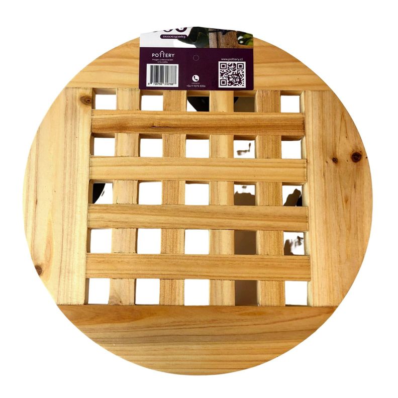 Porta Maceta de madera, redondo, con 4 ruedas-2