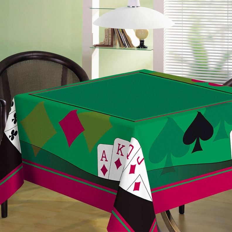 Mantel Cuadrada Casino Naipes - 100% Algodón Terciopelo - Teka-1