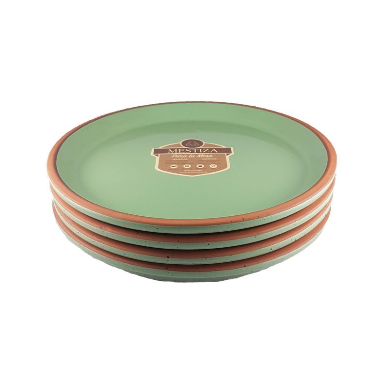 Set 4 Platos 22cm Alfarero Mesa Alegre Menta Miel-0