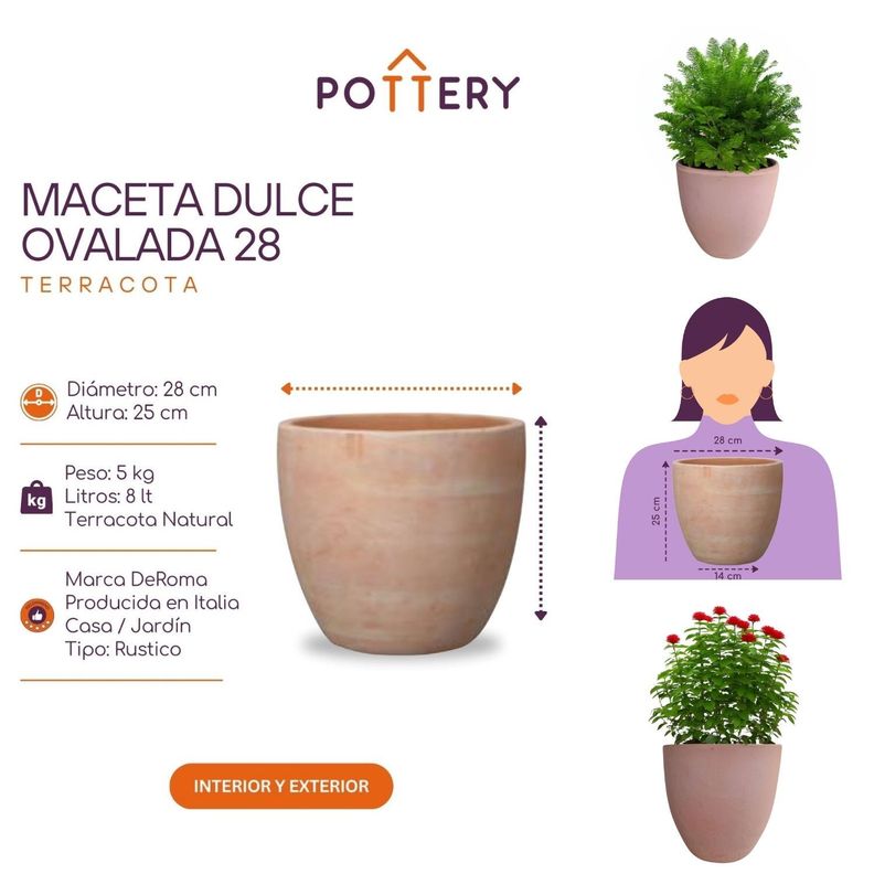 Maceta Dulce 28cm Terracota Ovalada Deroma-2