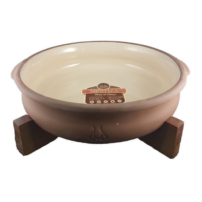 Tartera con Atril de Madera Mestiza Rustica Crema-0