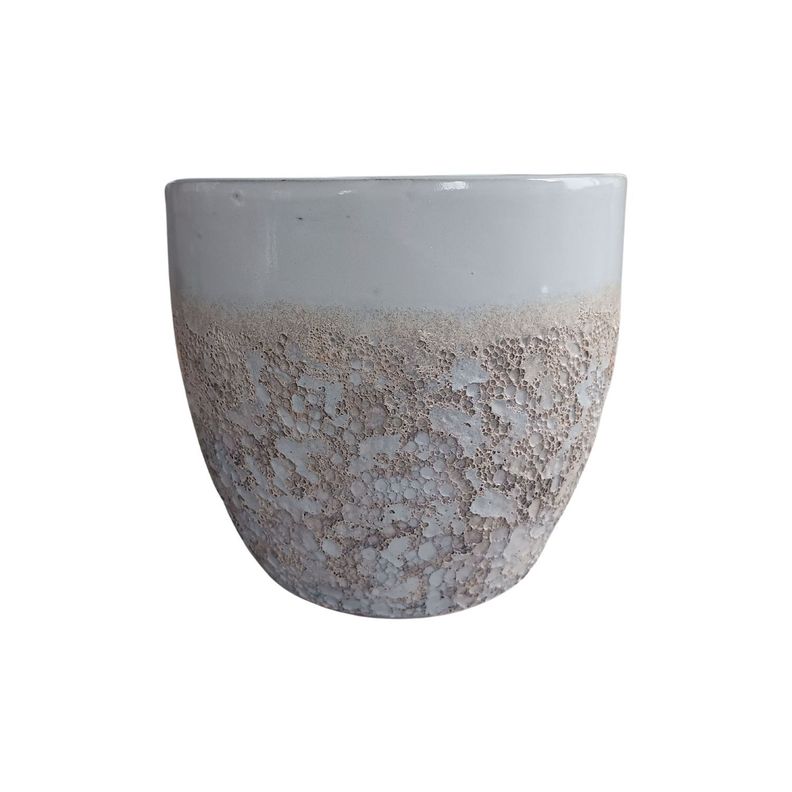 Maceta Seaside 23cm Ovalada Blanco Tropea Deroma