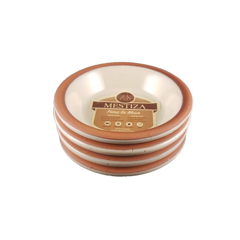 Set 4 Platos 10cm  Alfarero Mesa Alegre Crema Miel-0