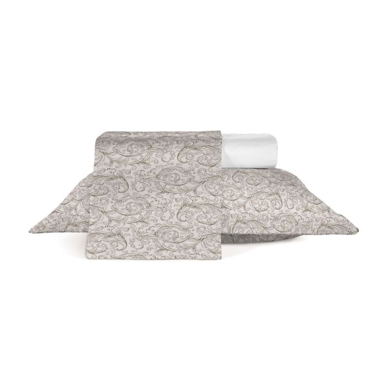 Juego de Sabanas 4 Piezas ARABESQUE, 2 12 plazas - 180 hilos en 100% Algodon Blanco